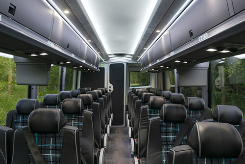 Charter bus interior