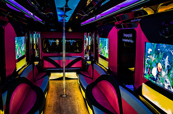 Pink Party Bus with bar area