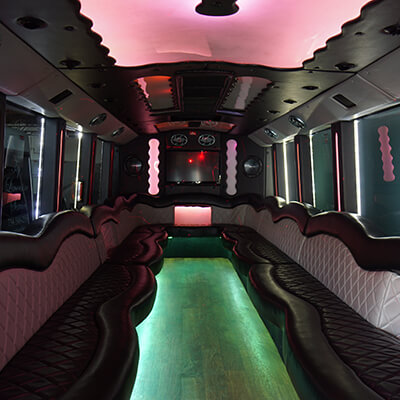 35 passenger party bus rental interior