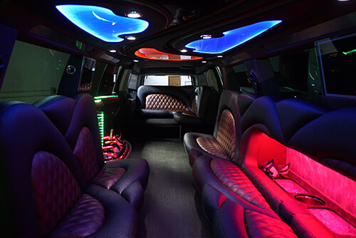 Limousine interior with comfortable seats