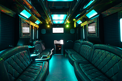 30 Passenger Party Bus interior