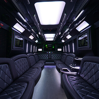 ample party bus rental interior