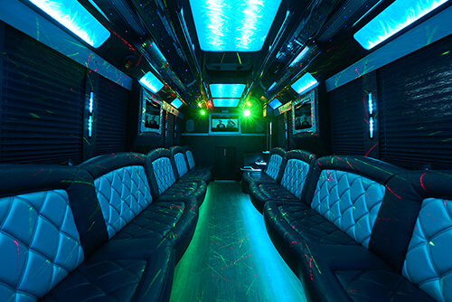 party bus rental interior view