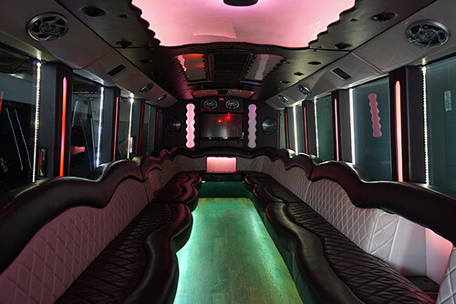 Party Bus interior with a TV