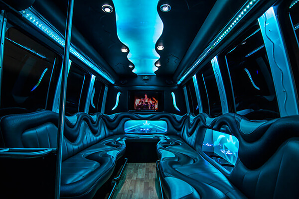 limousine bus with neon lights