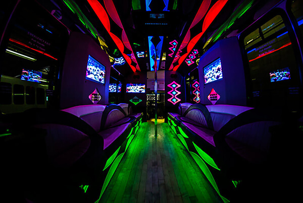 24 Passenger Party Bus interior