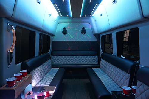 10 Passenger Jackson Party Van interior