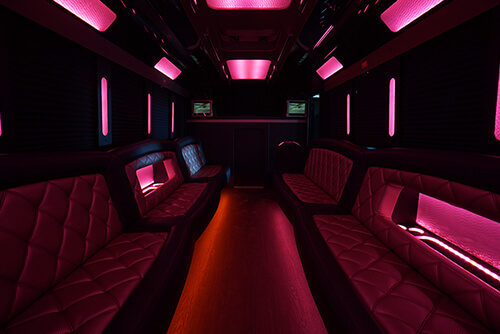 Inside a luxury party bus