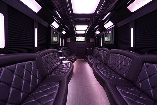 Roomy party bus interior
