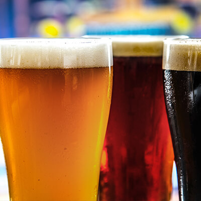 beers on a brewery tour