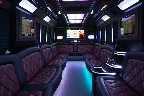 Inside a luxurious bus