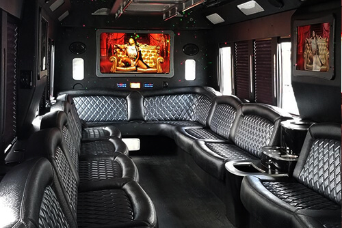 spacious party bus interior