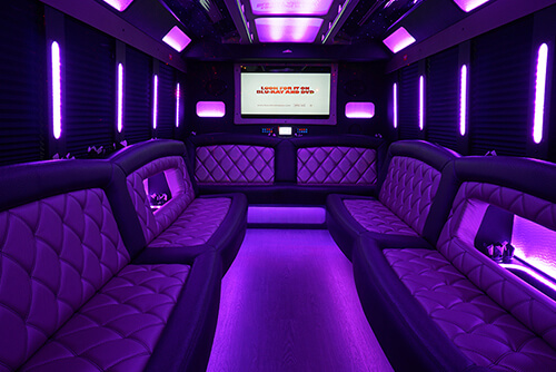 flat screen tvs on a party bus